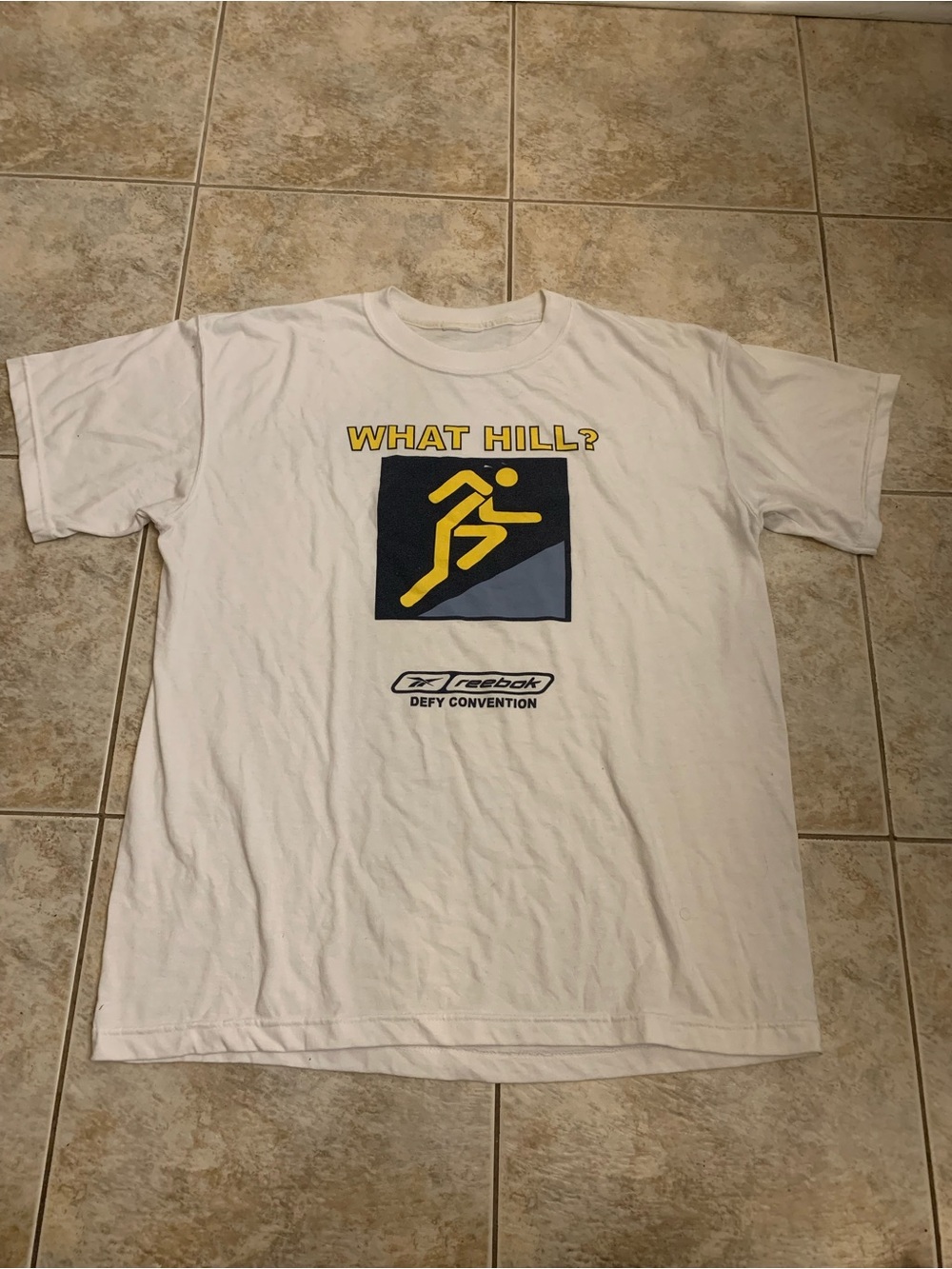 Reebok White Short Sleeve 'What Hill?' Graphic T shirt size xl